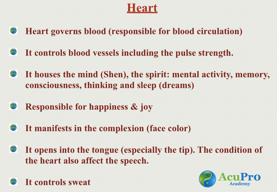 Heart functions in TCM